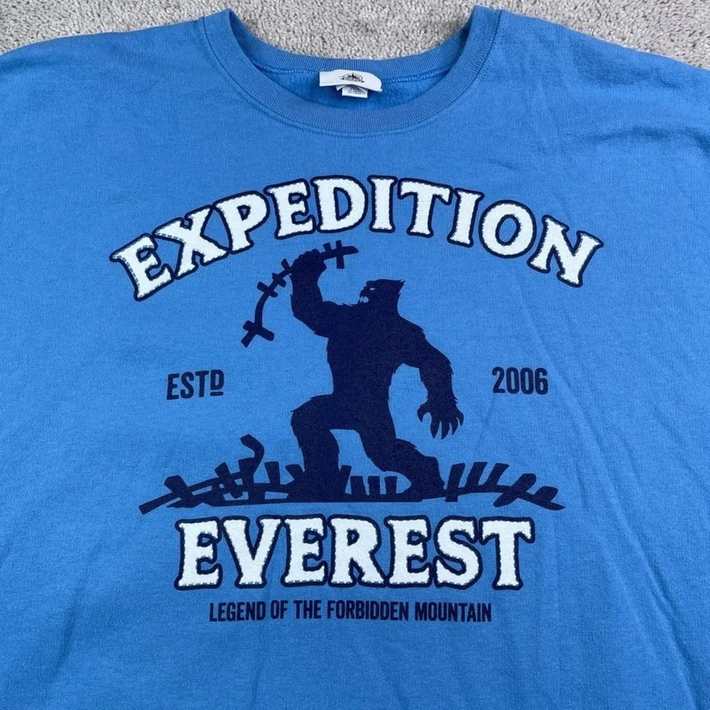 Disney Parks Expedition Everest Sweatshirt Mens 2XL XXL‎ Blue Yeti Rollercoaster